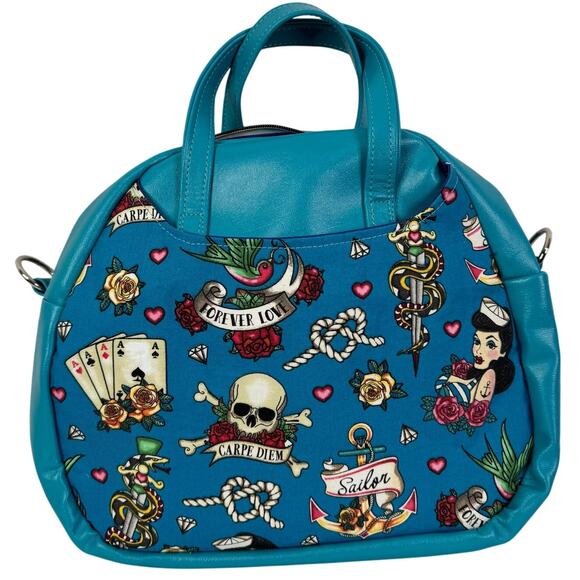 Rockabilly Classic Sailor Pin Up Tattoos Blue Bowling Bag - Picture 1 of 10
